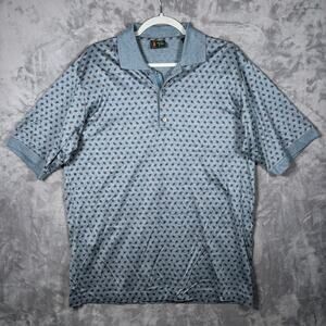 Vintage Bobby Jones Polo Shirt Made in Italy Blue Paisley L Cotton